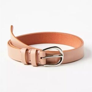 🤍 LOFT women’s double keeper belt leather light pink large silver buckle EUC